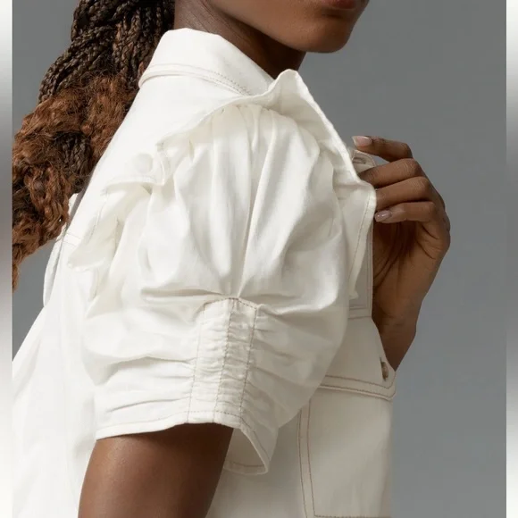 Pilcro The Ozzi Ruffle-Sleeve Buttondown Shirt - Picture 4 of 4